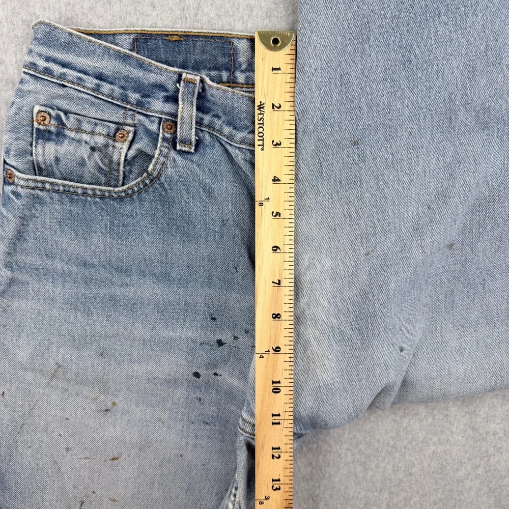 Vintage Levis 560 Loose Fit Straight Leg Jeans Light Wash Thrashed Paint 29x27.5